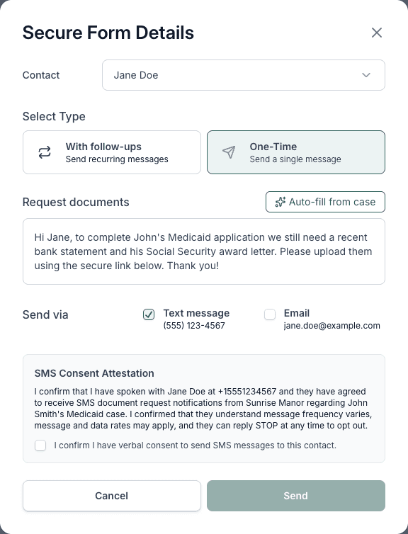 Consent attestation step in the Reap platform